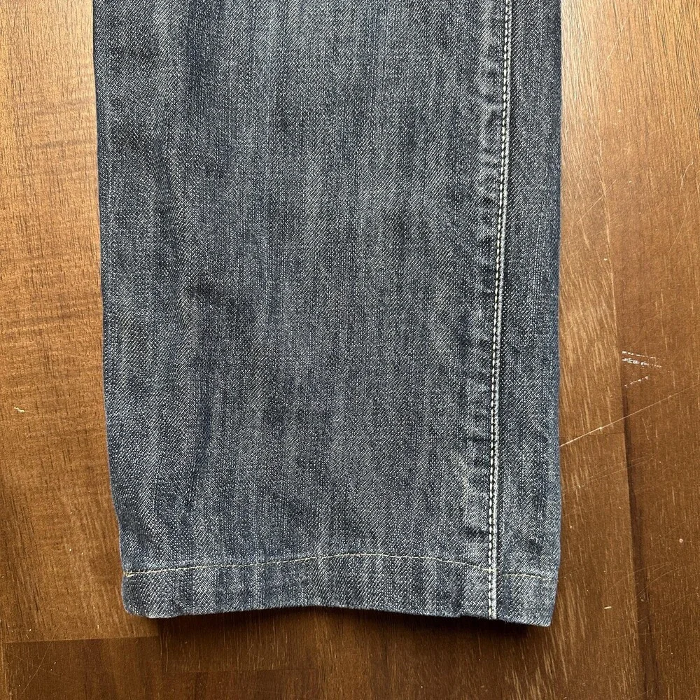 Spykar Jeans Mens 29x28 Blue Straight R Croft Distressed Leather Trim W32 L33